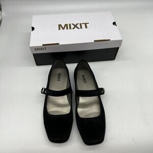Mixit Mary Jane Flat Shoes Women Square Toe Slip on Ballet Flats Black Size 6.5M